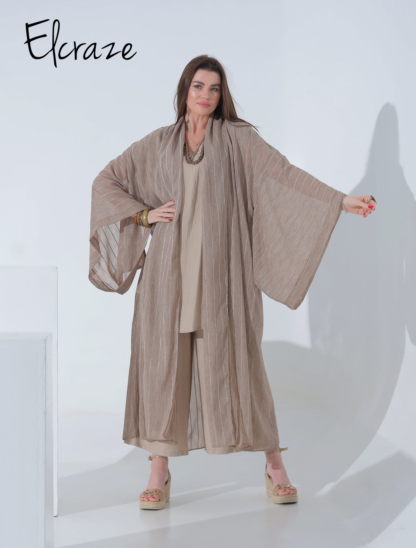 synthetic linen kimono set