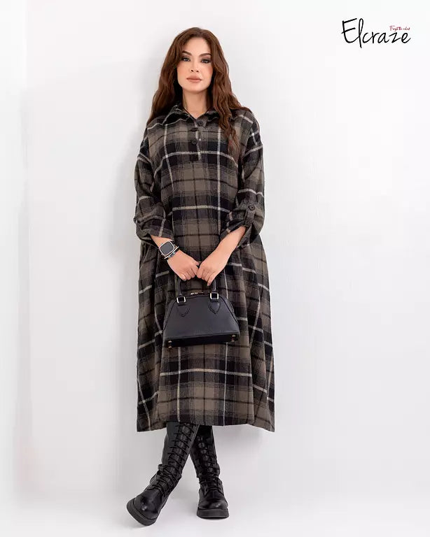 Gogh woolen shirt dress