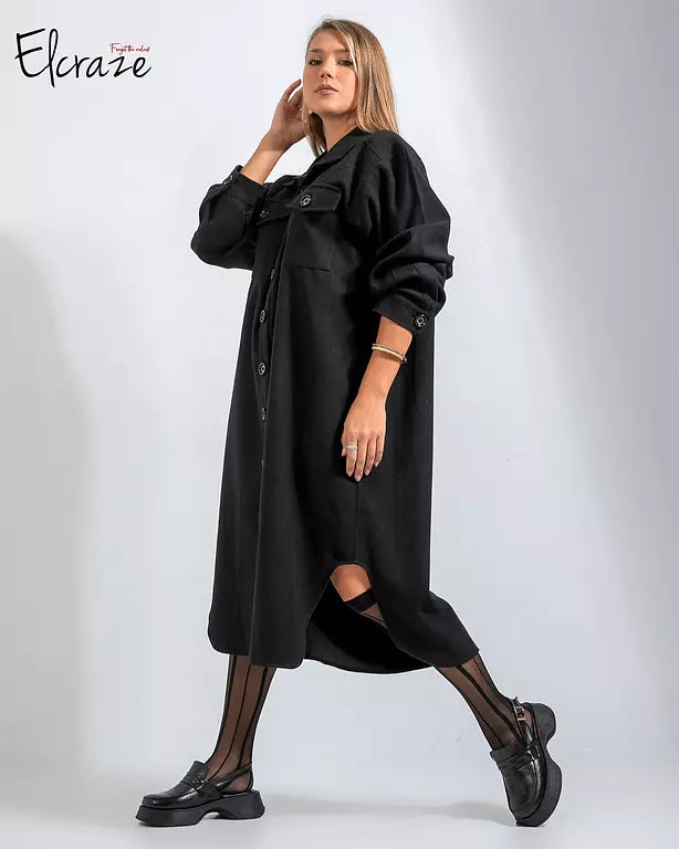 Gogh wool shirt dress