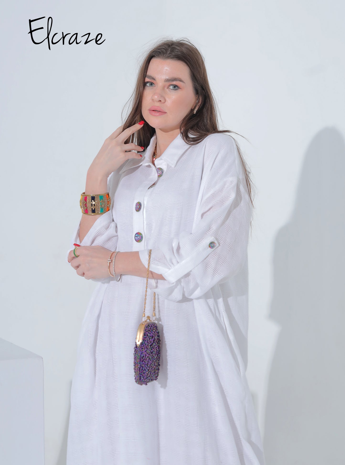long sleeve cotton dress white