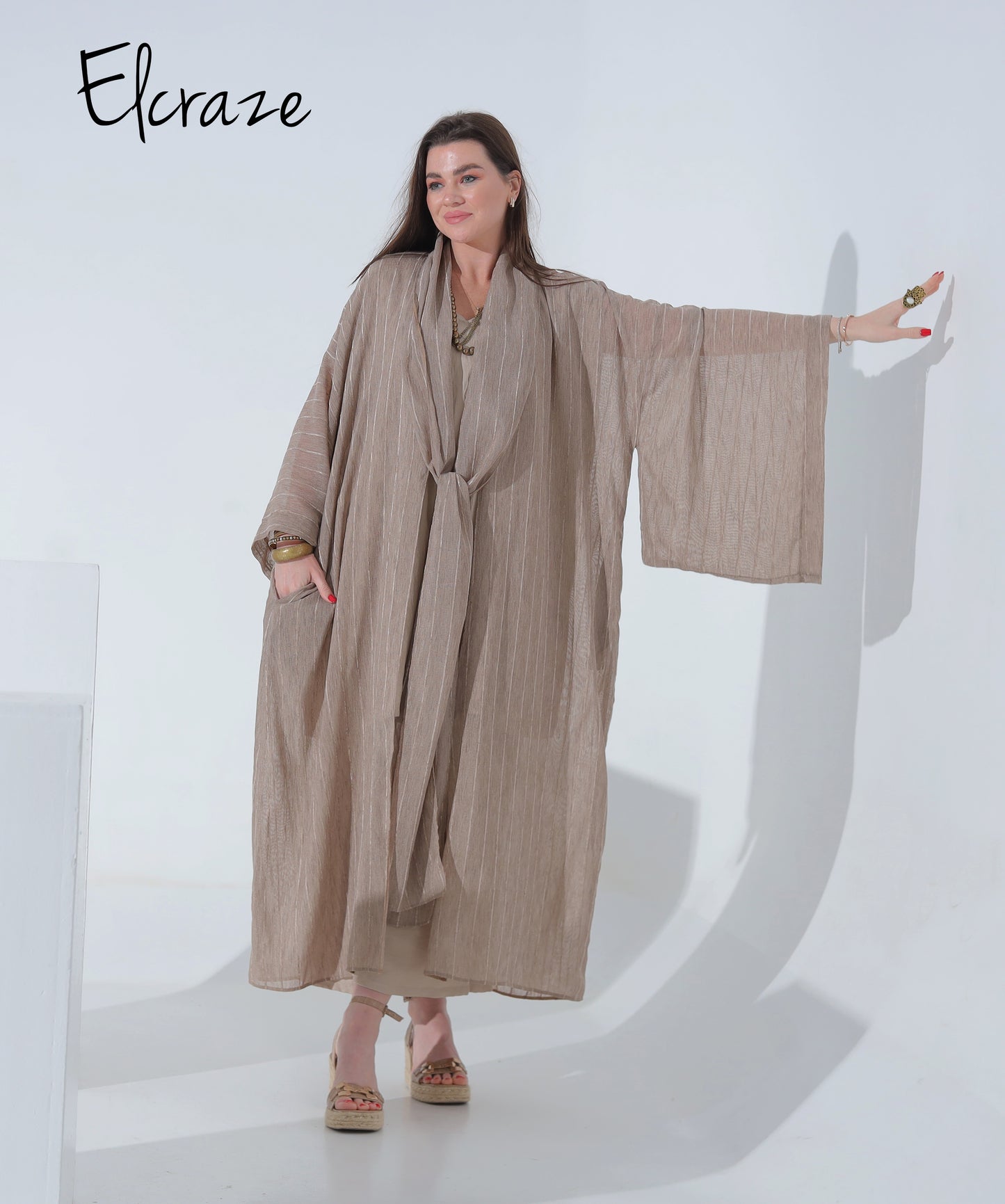 synthetic linen kimono set