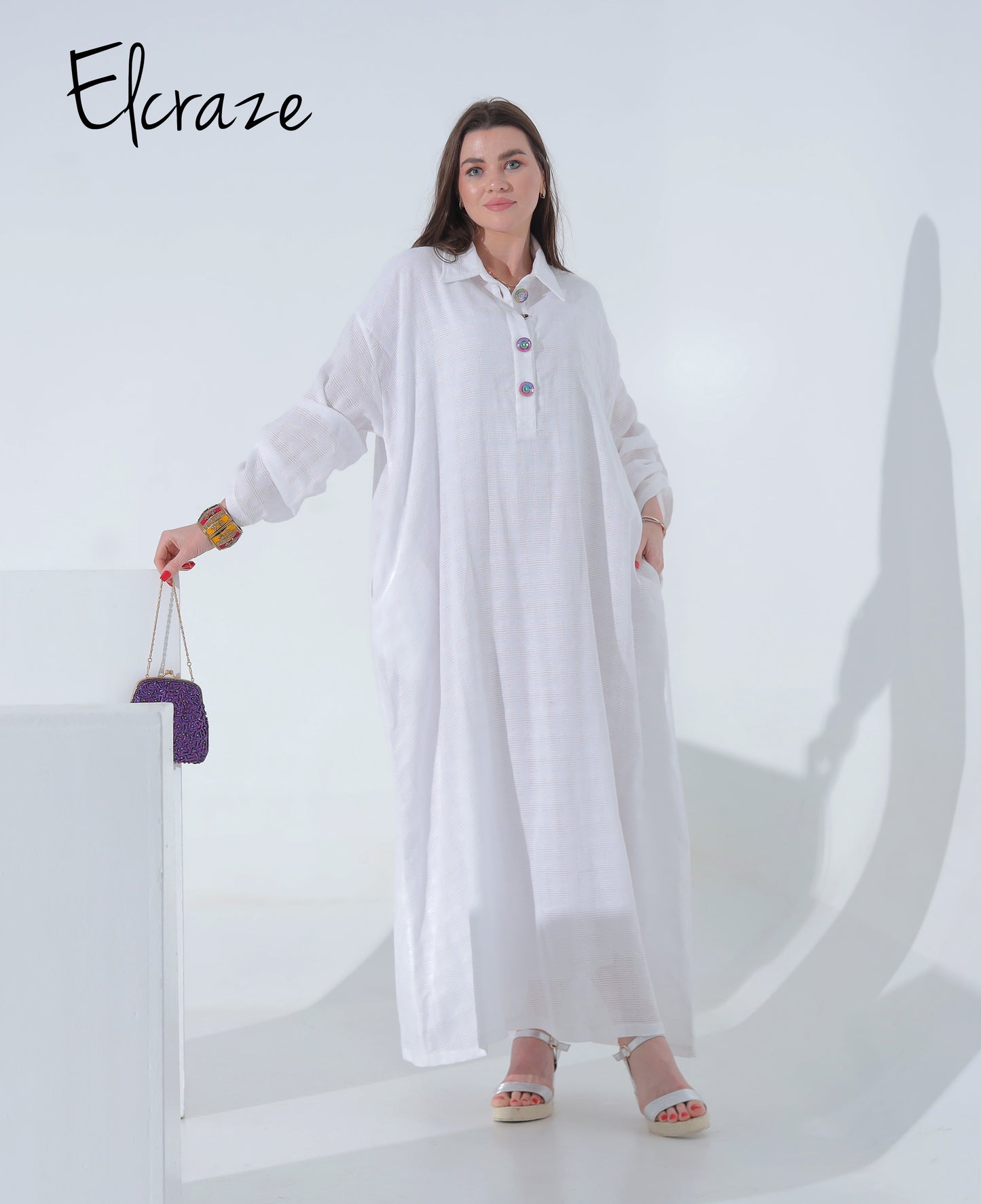 long sleeve cotton dress white