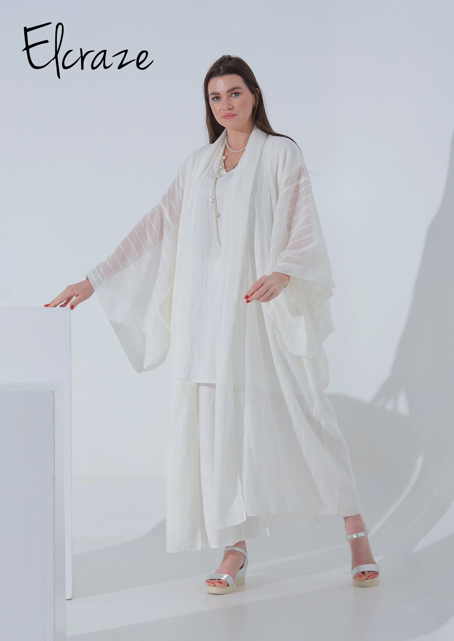 synthetic linen kimono set