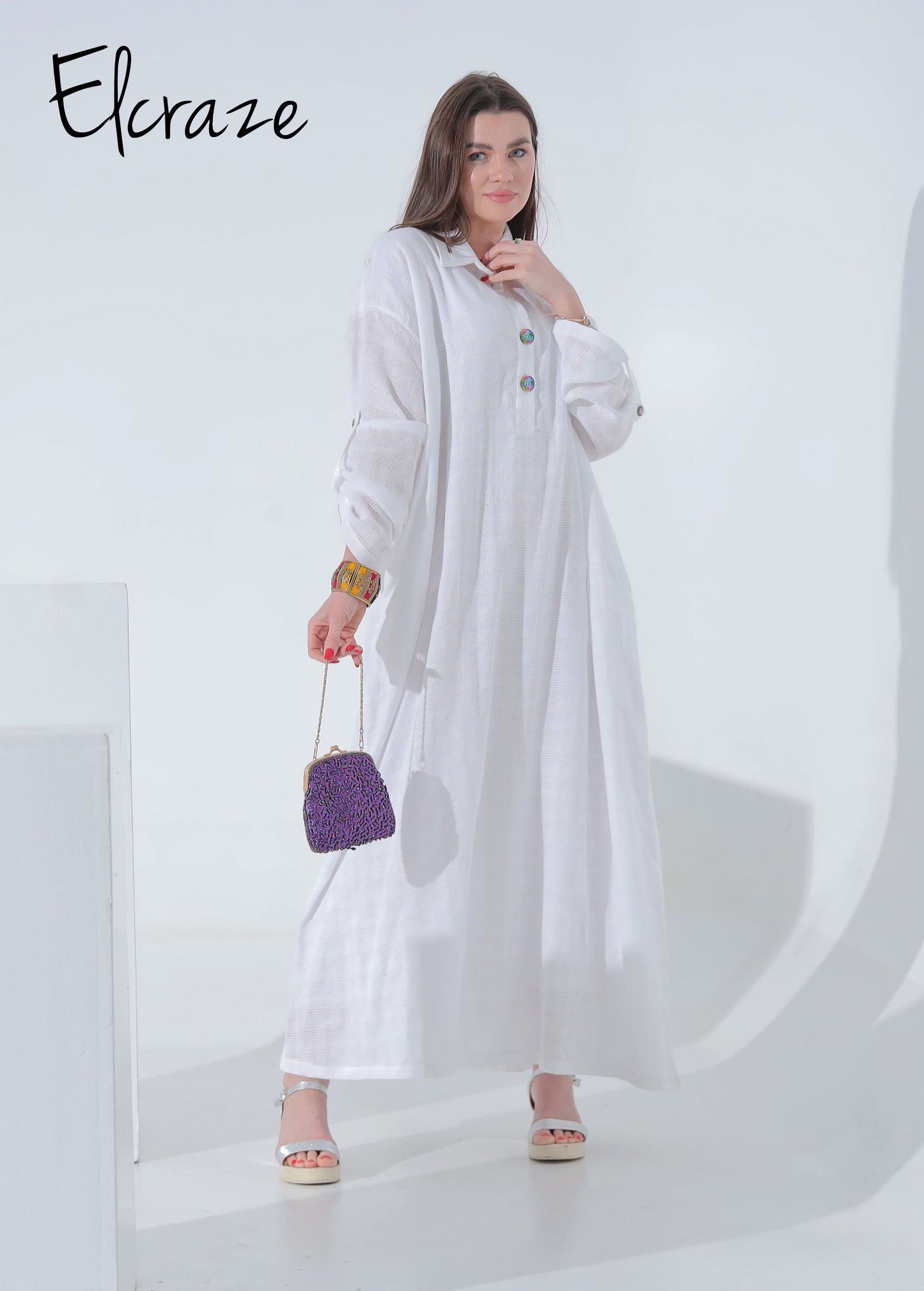 long sleeve cotton dress white