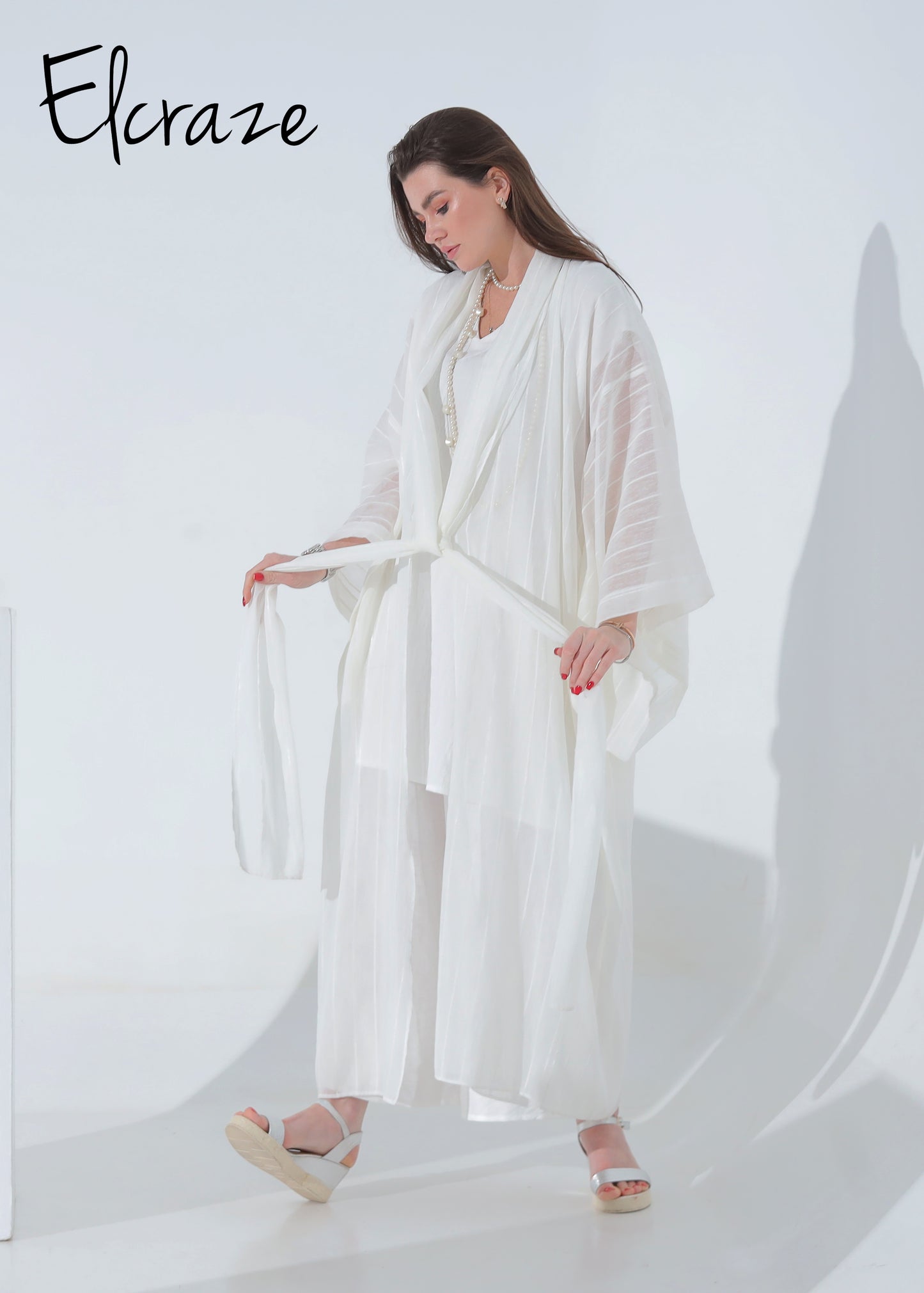 synthetic linen kimono set