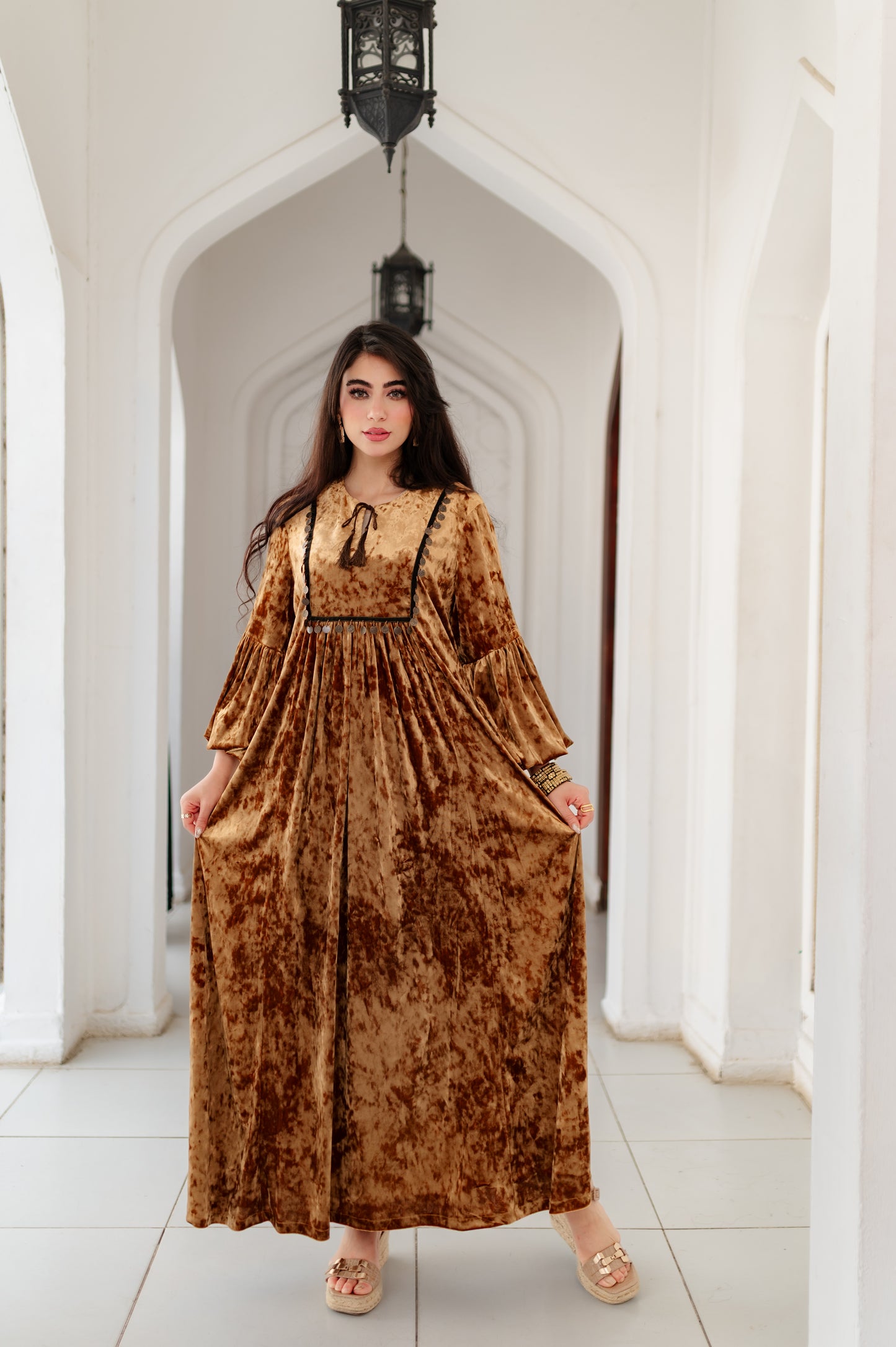 Golden velvet kaftan