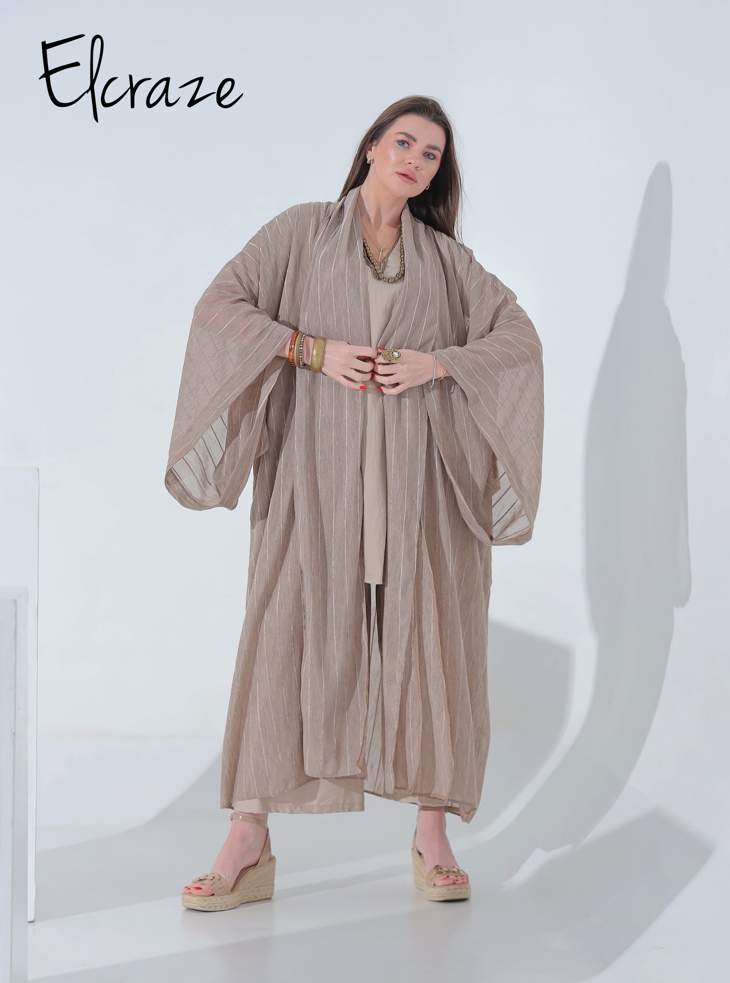 synthetic linen kimono set