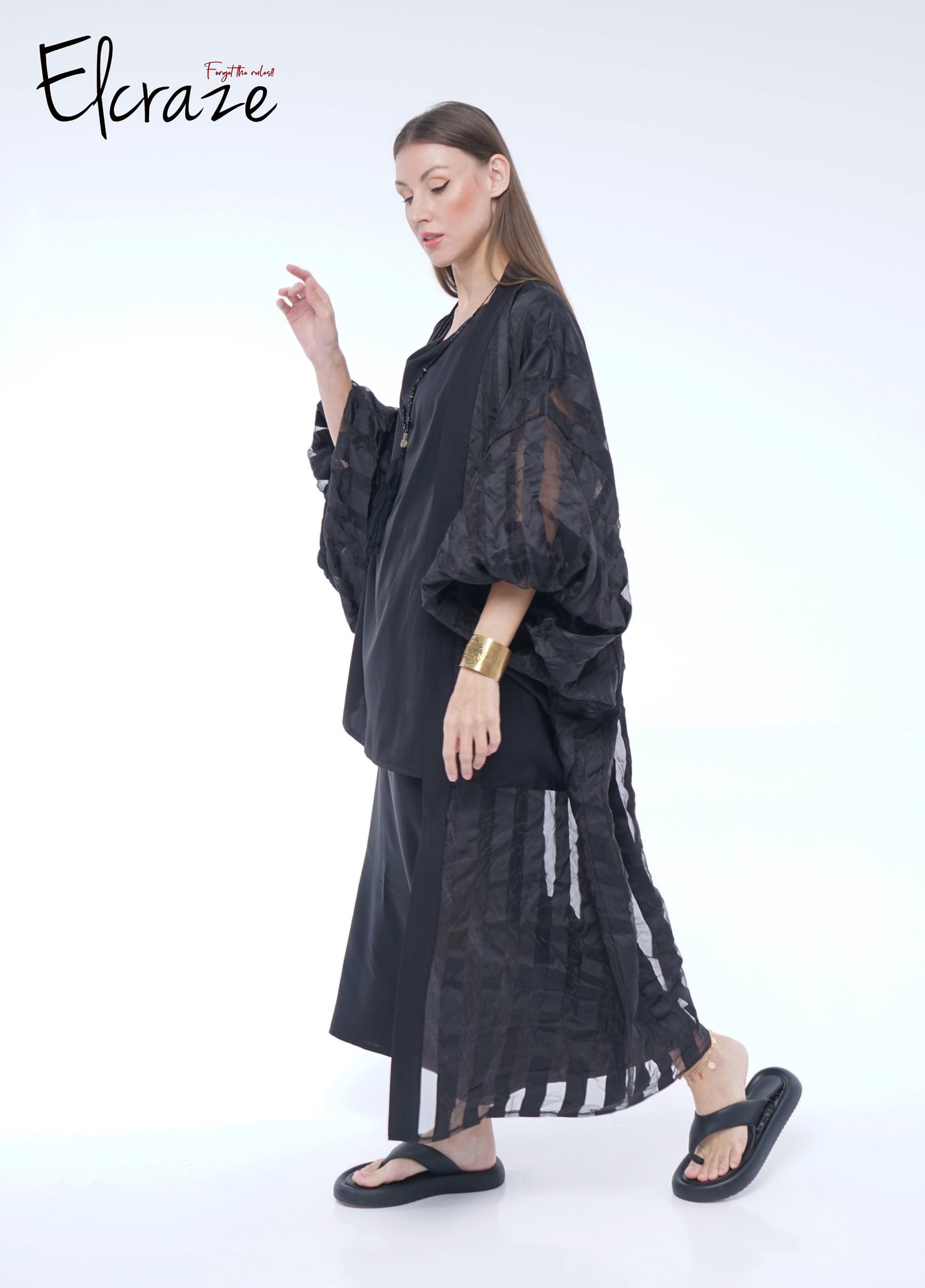 striped organza kimono set