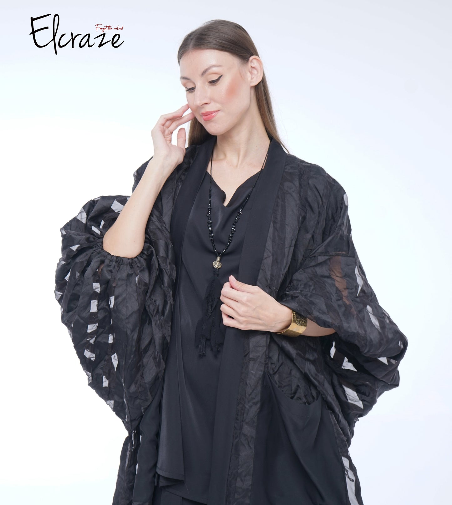 striped organza kimono set