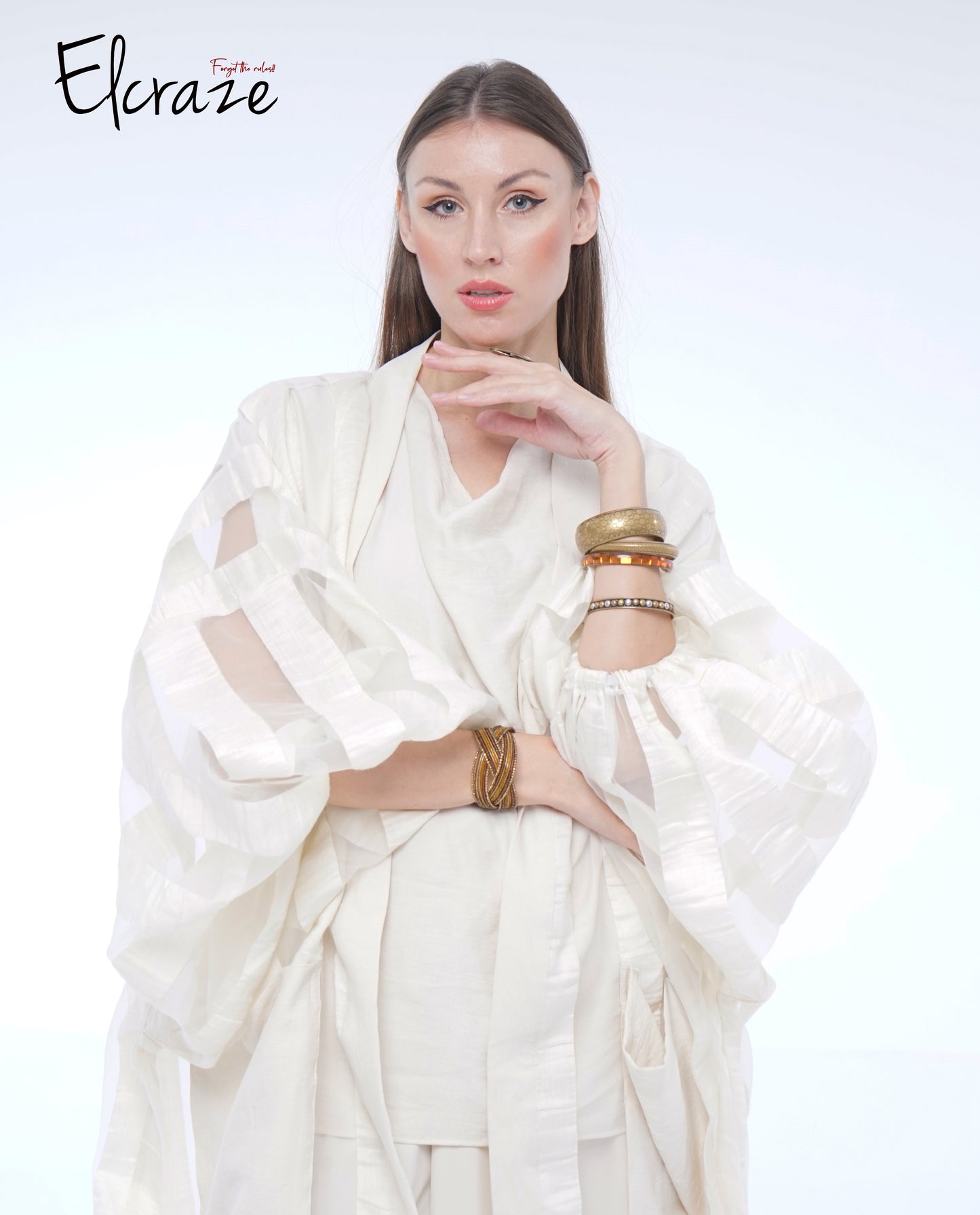 striped organza kimono set