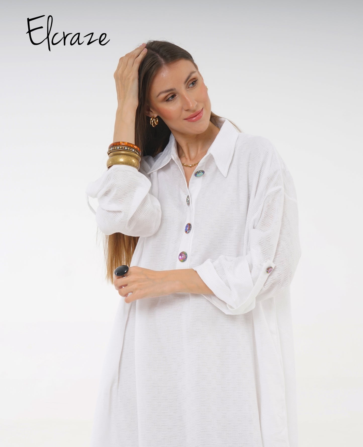 long sleeve cotton dress white