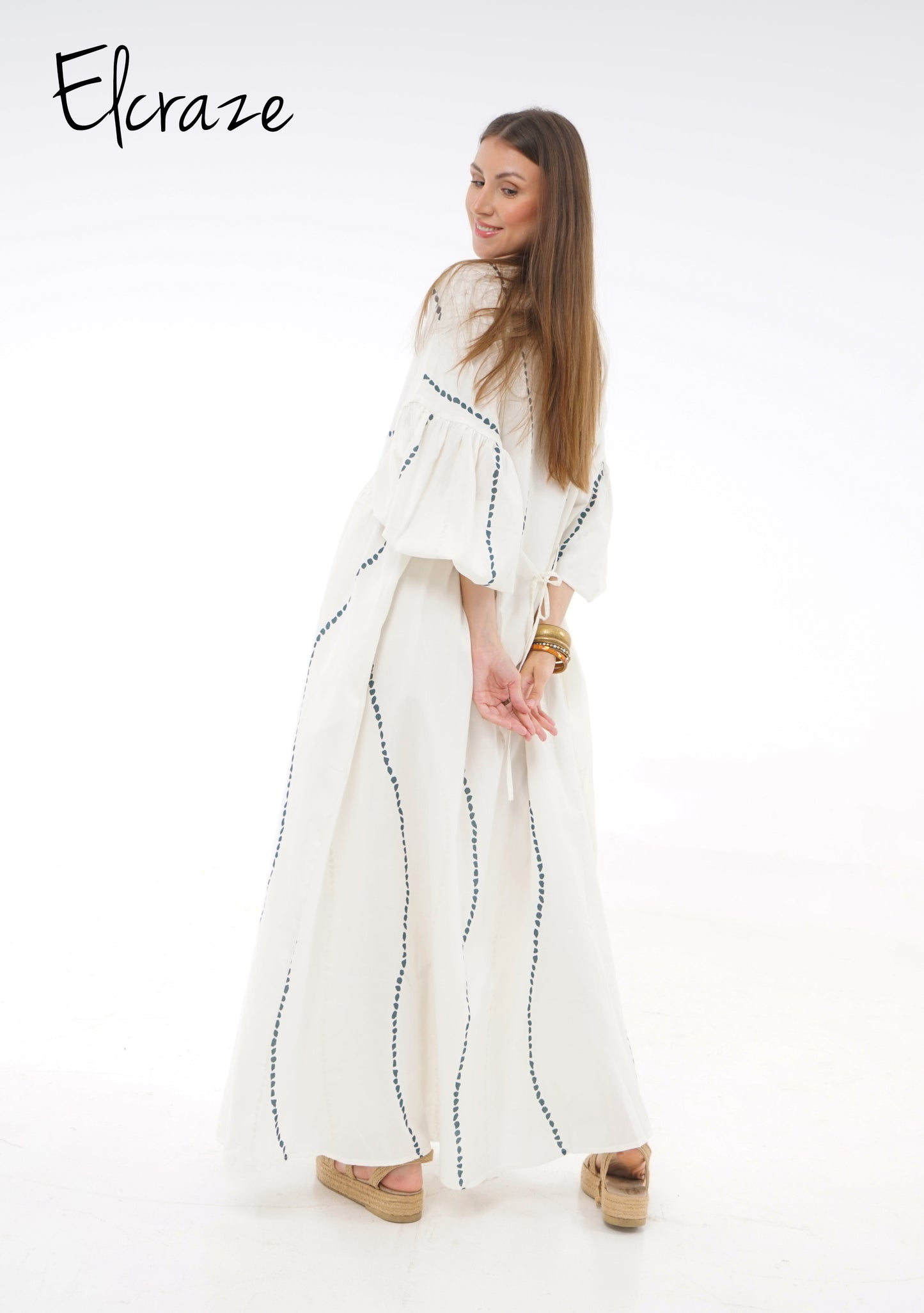 dotted pure cotton white dress
