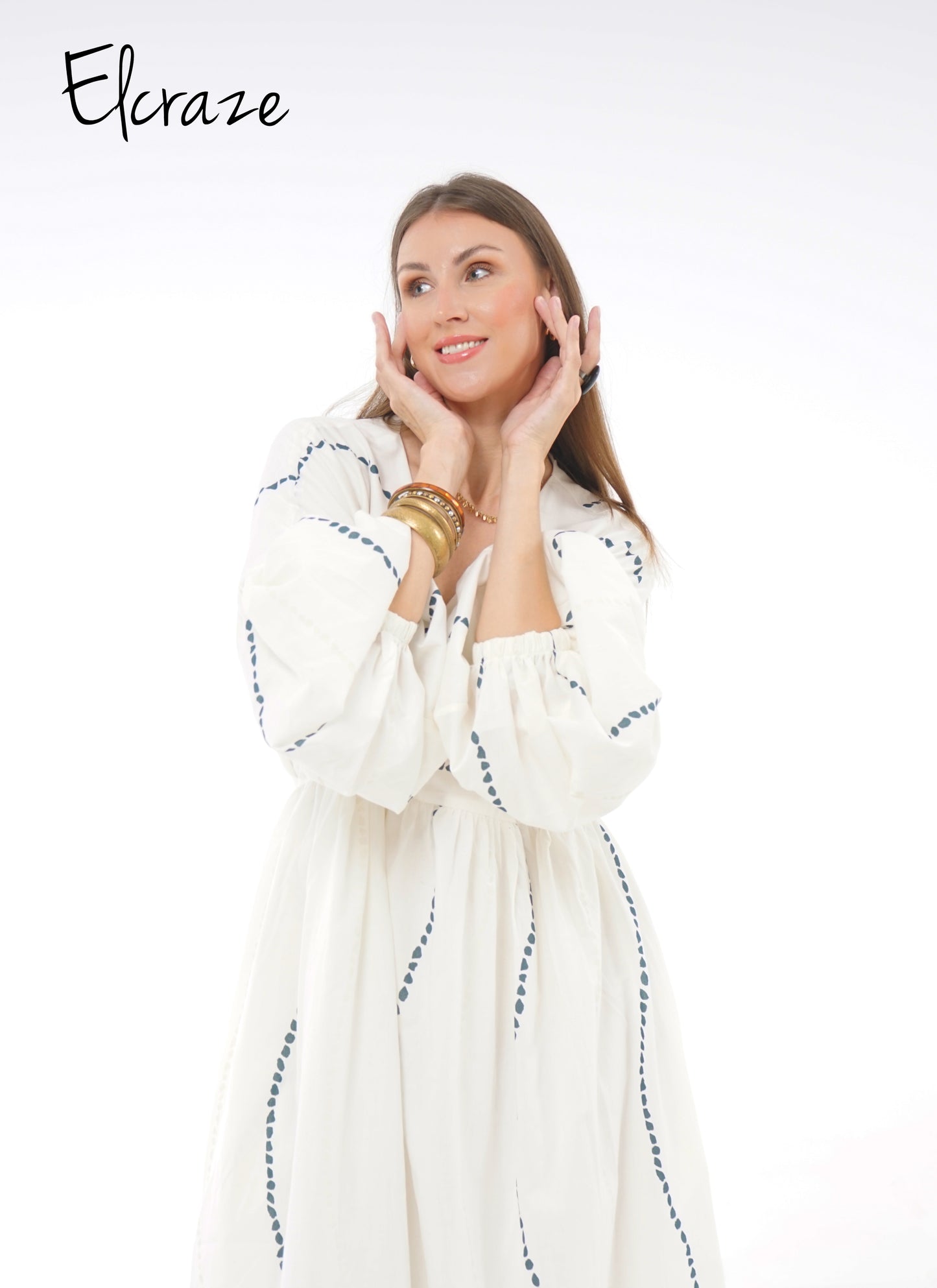dotted pure cotton white dress