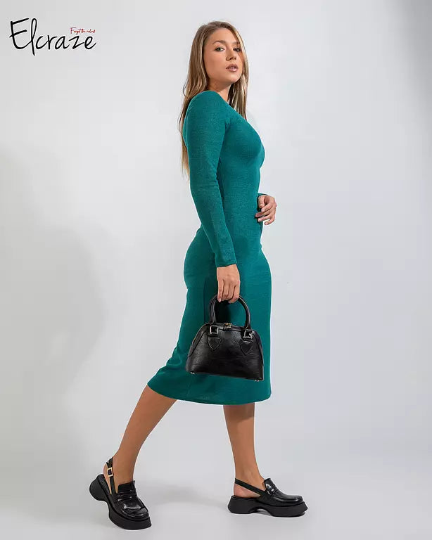 Woolen cotton basic dress