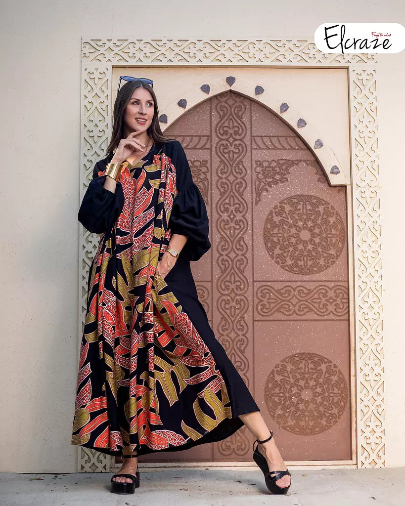 printed synthetic linen dress black