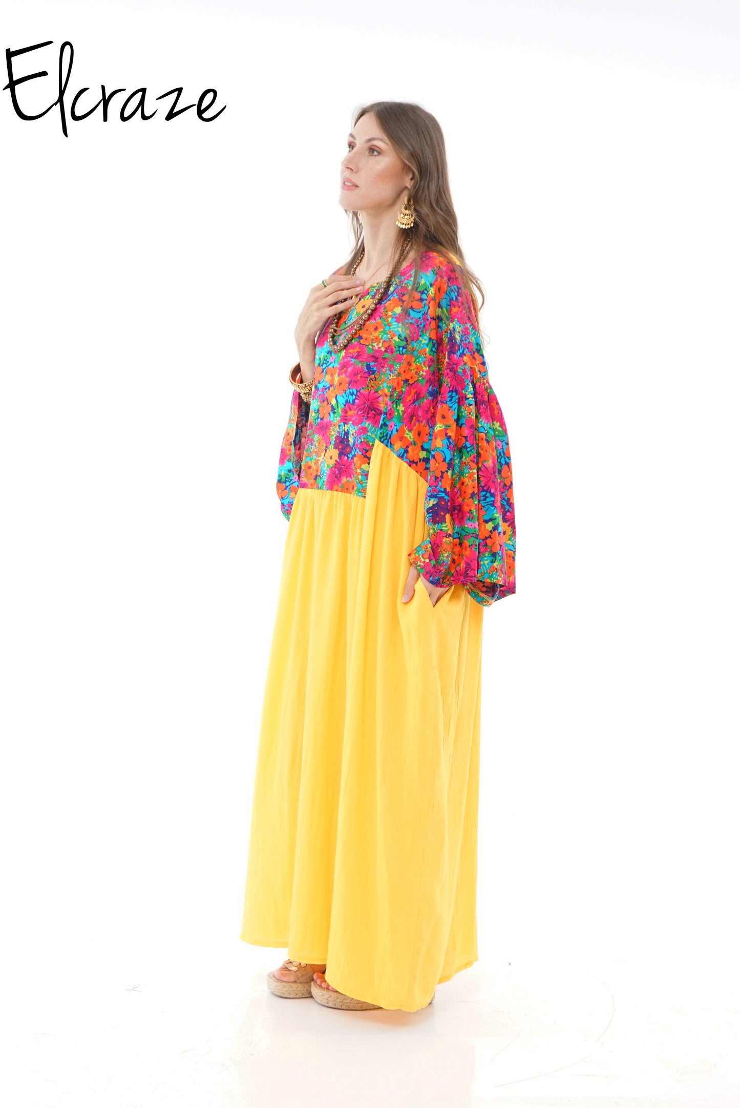 colorful floral galabia dress