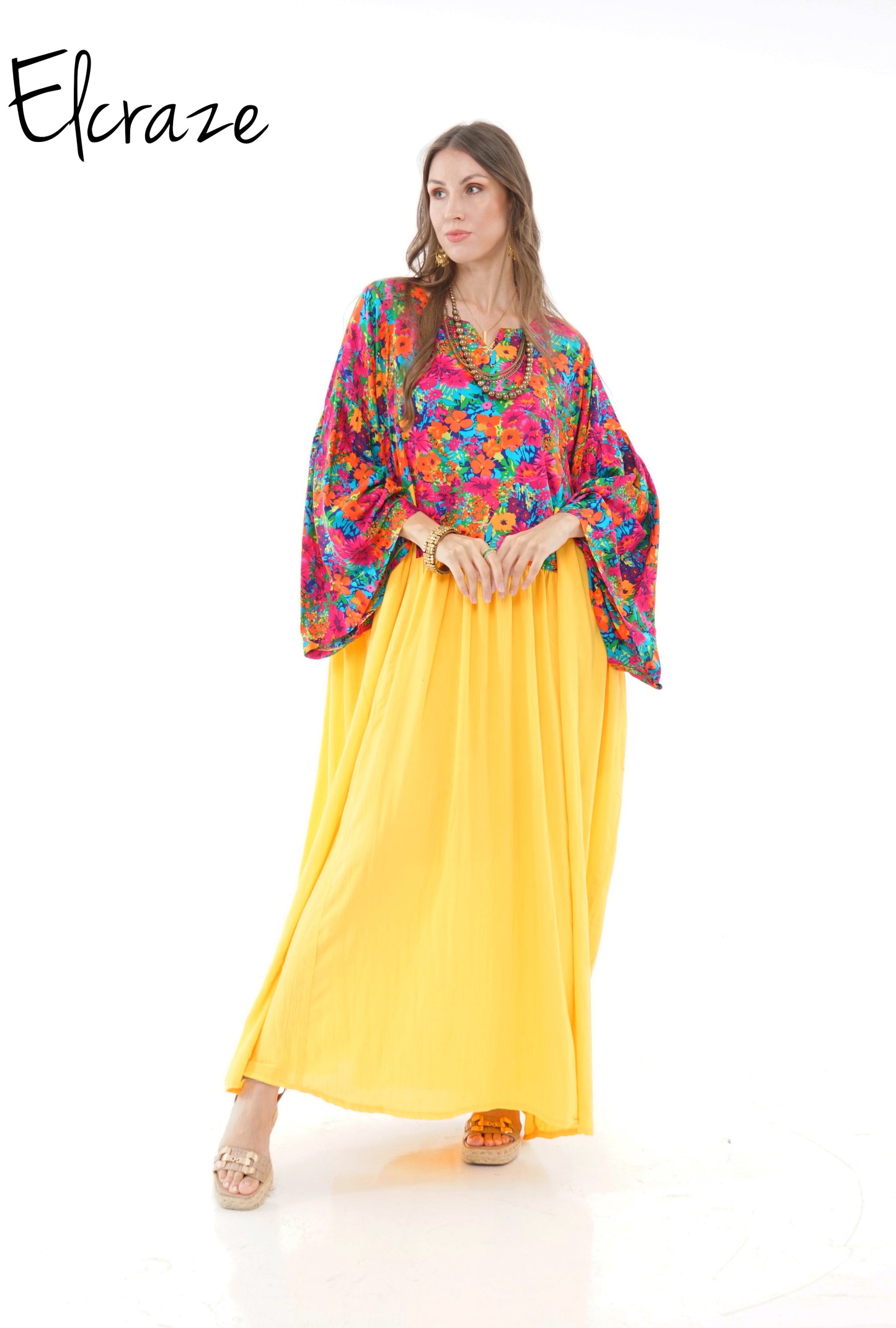 colorful floral galabia dress