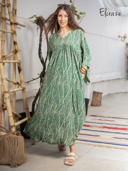 long sleeve exotic print dress