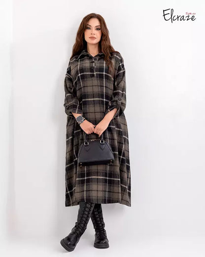 Gogh woolen shirt dress