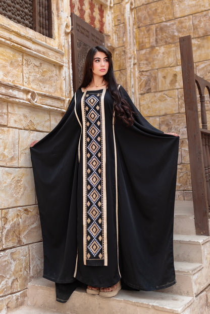 Butterfly embroidered Abaya dress