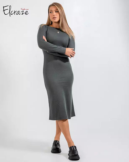 Woolen cotton basic dress