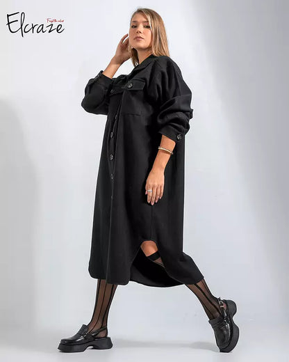 Gogh wool shirt dress