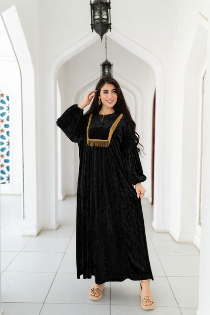 Royal embroidered velvet dress