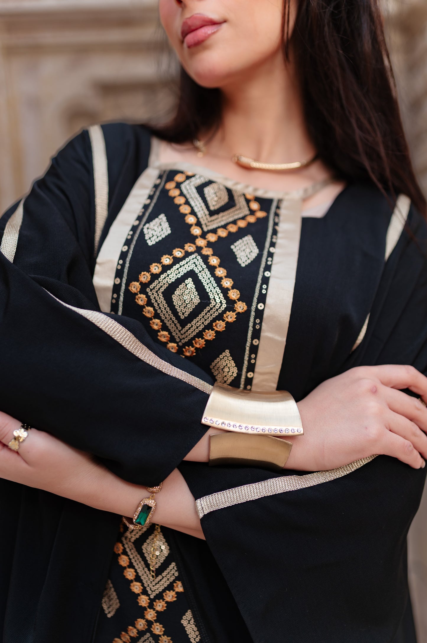 Butterfly embroidered Abaya dress