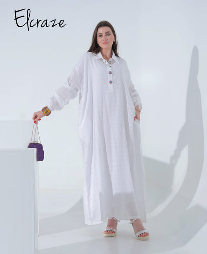long sleeve  cotton dress white