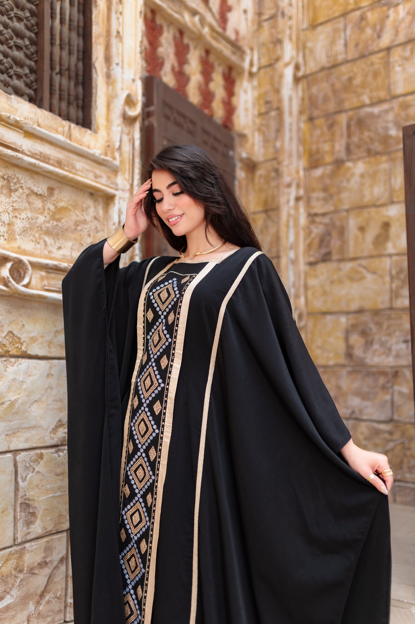 Butterfly embroidered Abaya dress