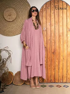 jacquard linen dress nude pink