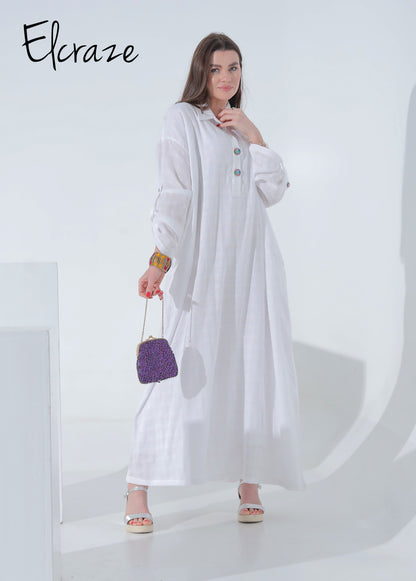long sleeve  cotton dress white