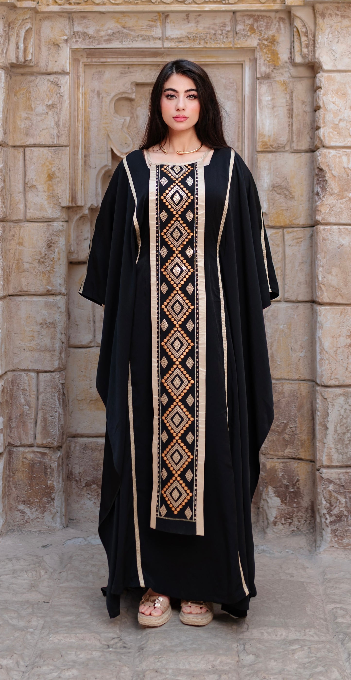 Butterfly embroidered Abaya dress