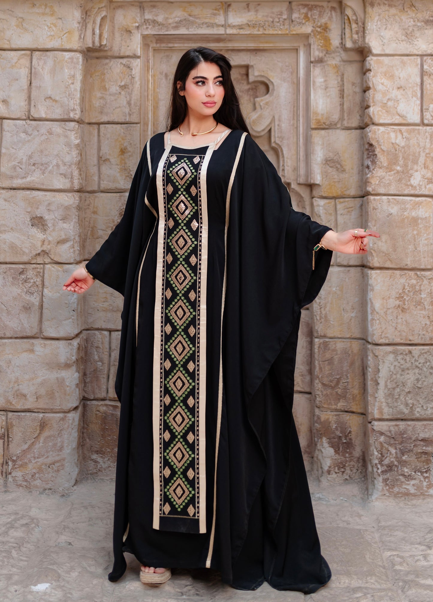 Butterfly embroidered Abaya dress