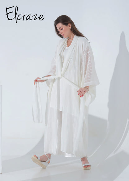 synthetic linen kimono set