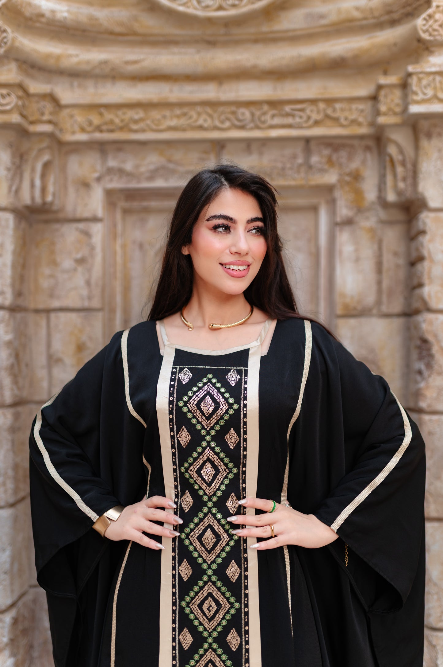 Butterfly embroidered Abaya dress