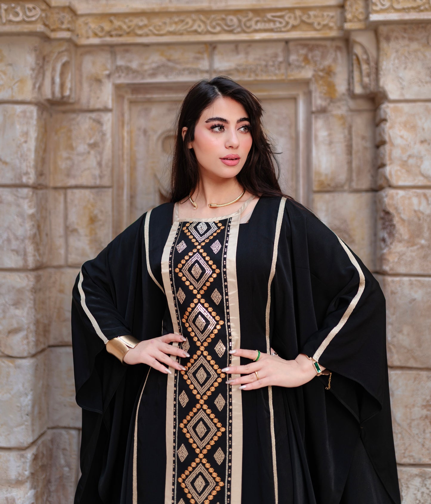 Butterfly embroidered Abaya dress