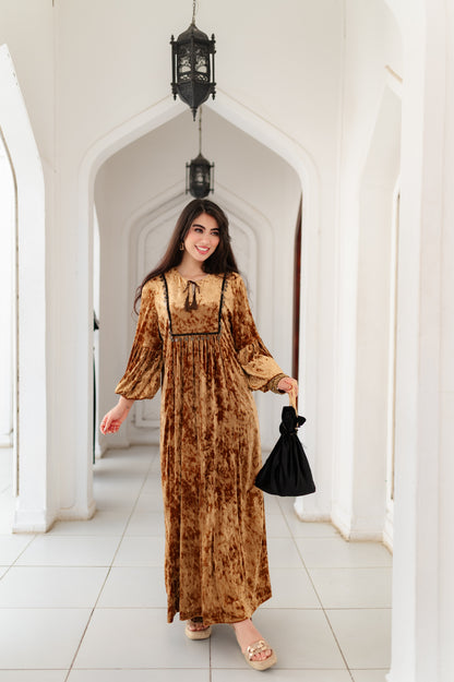 Golden velvet kaftan