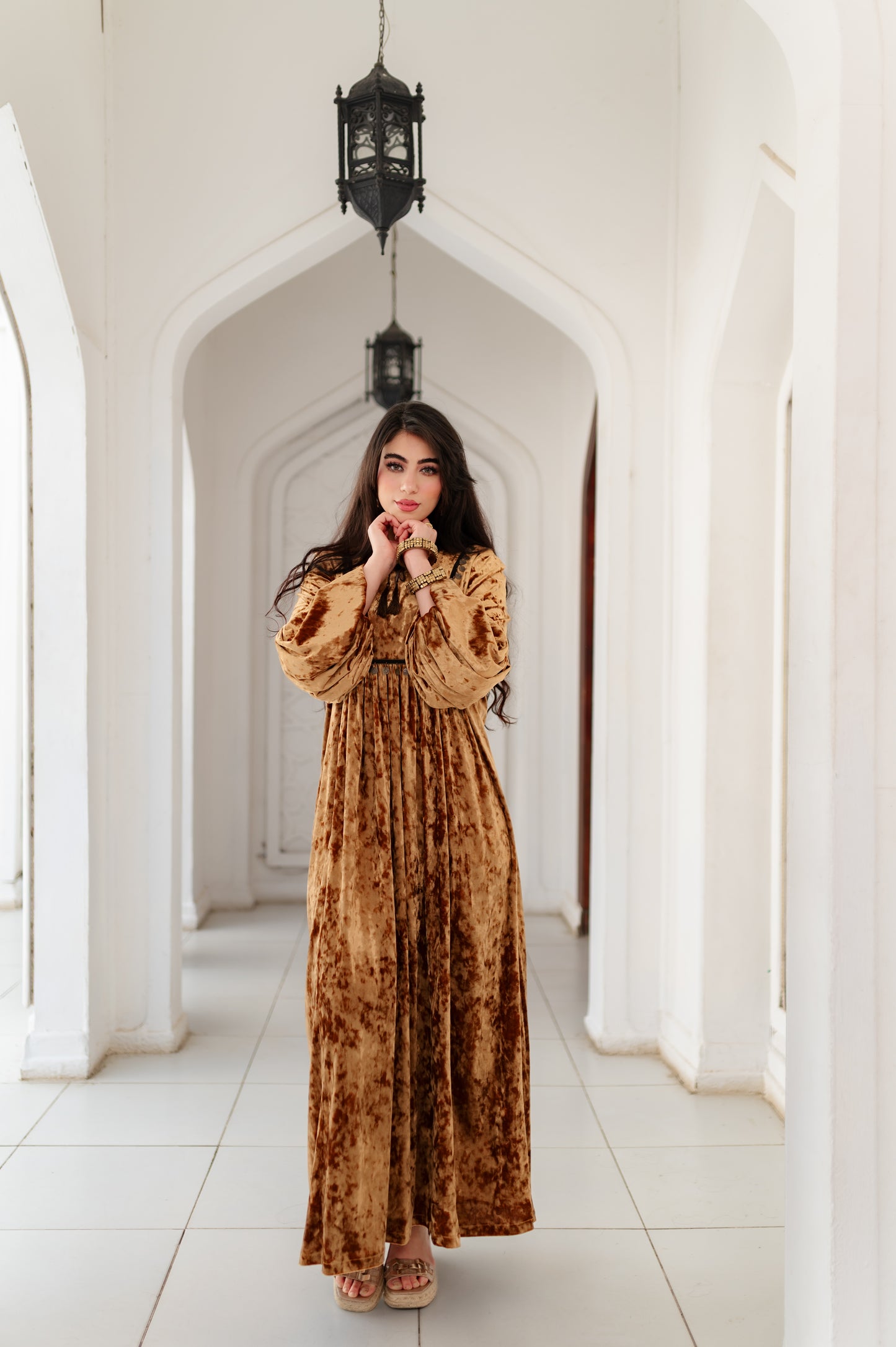 Golden velvet kaftan