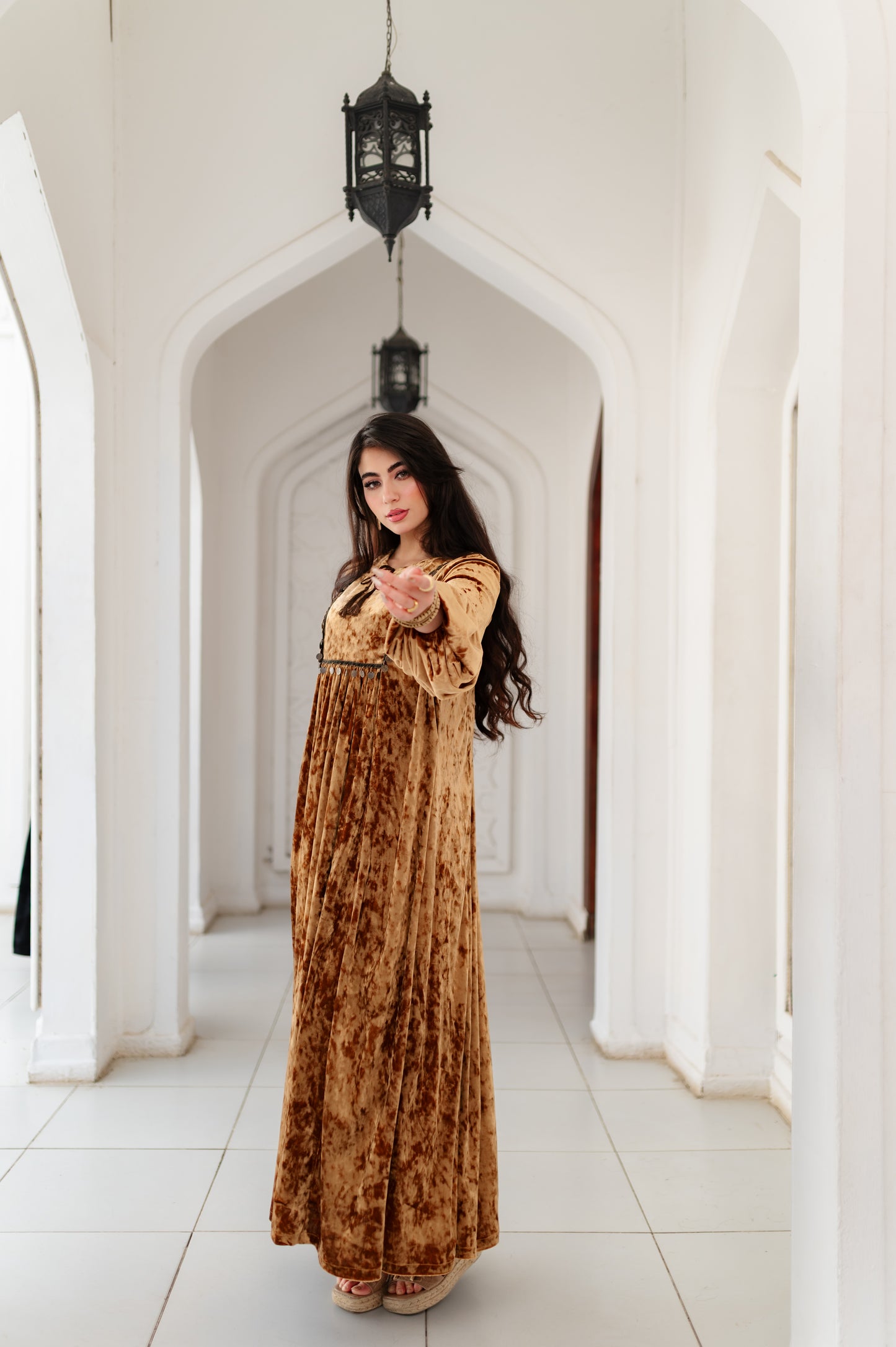 Golden velvet kaftan