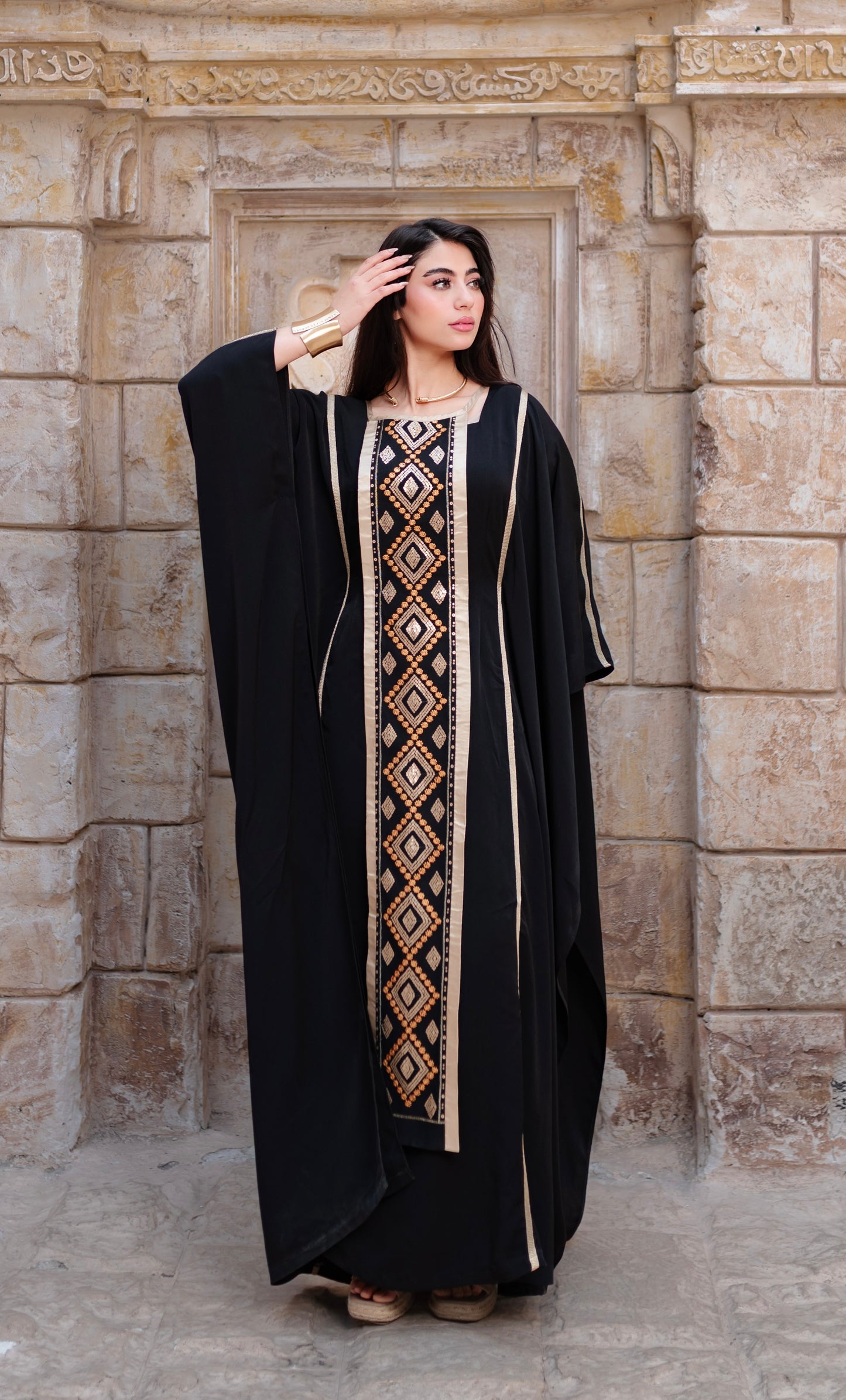 Butterfly embroidered Abaya dress