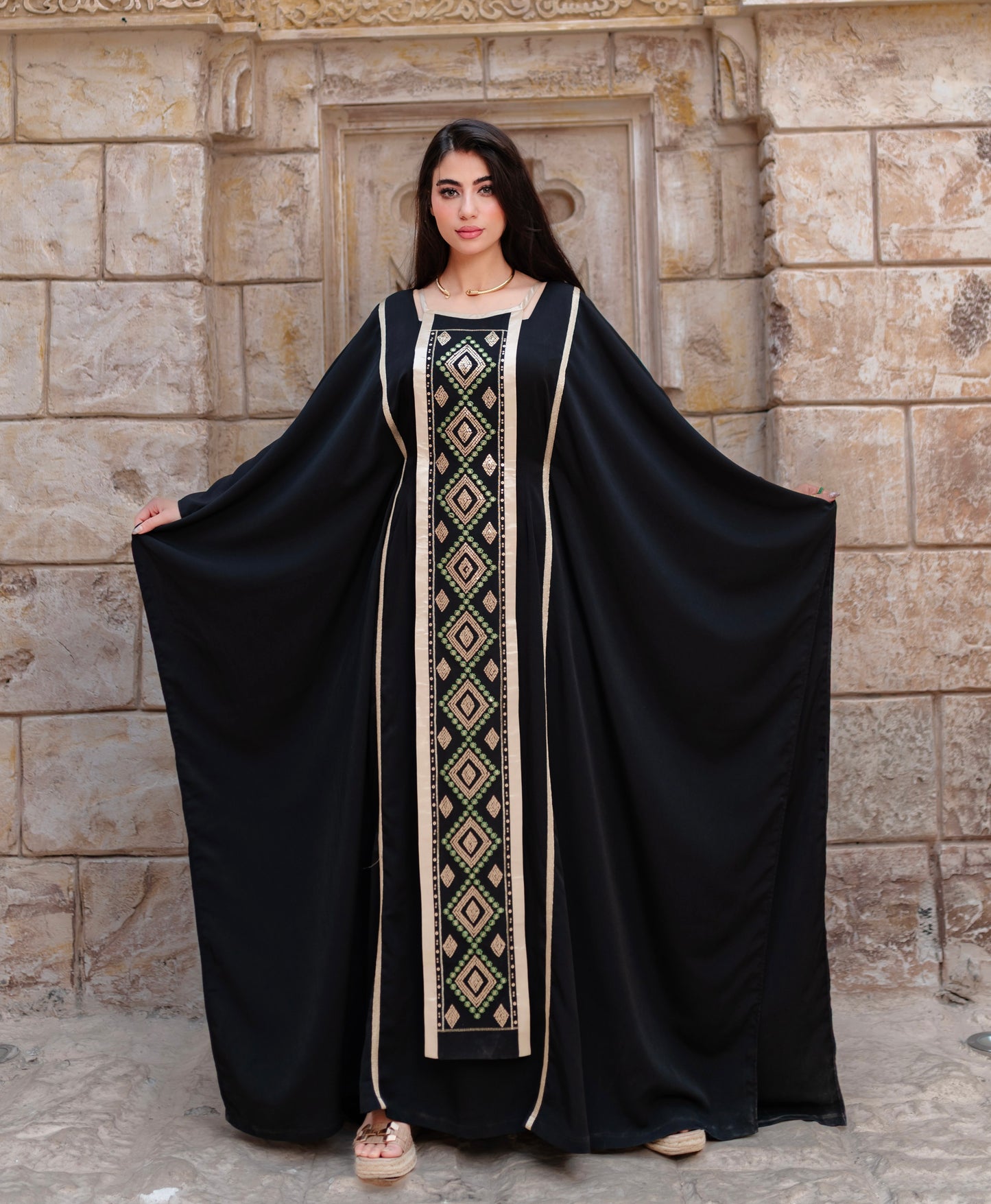 Butterfly embroidered Abaya dress
