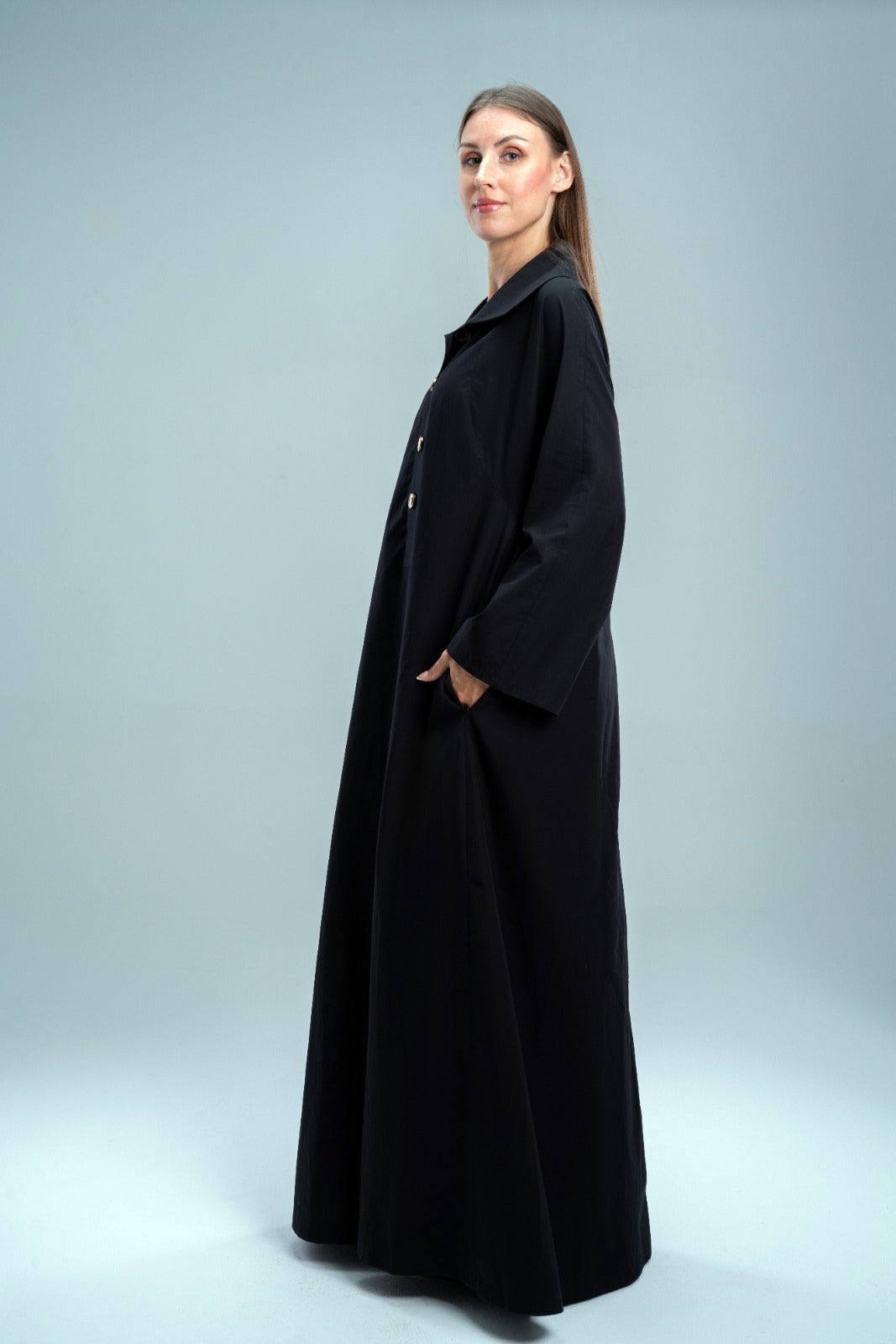 polo collar dress black