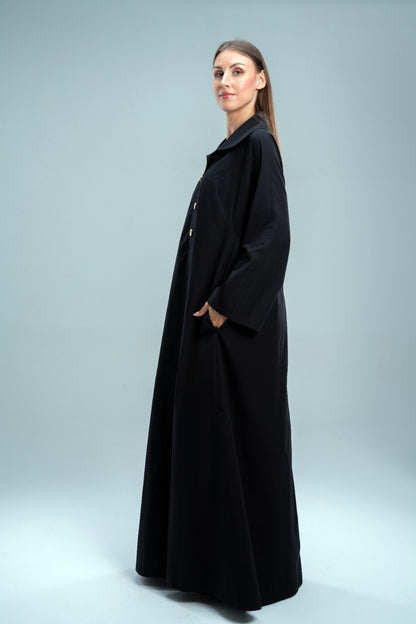 polo collar dress black
