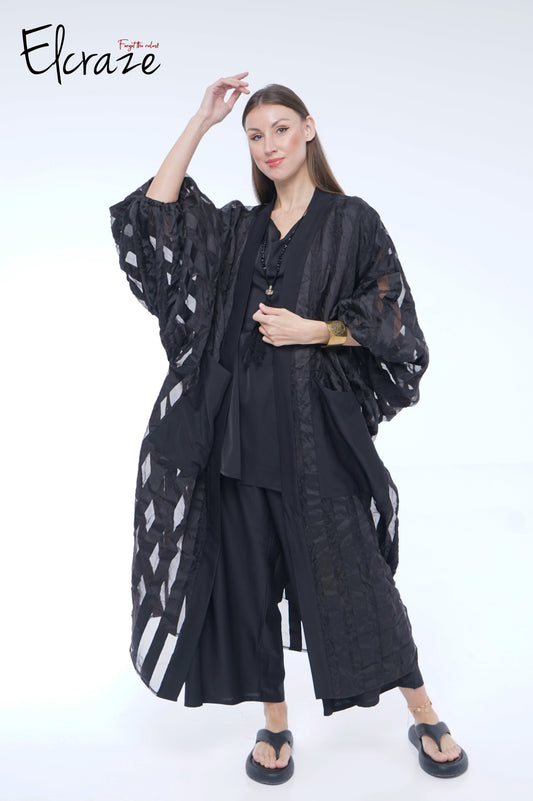 striped organza kimono set