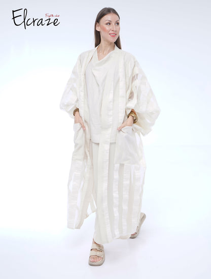 striped organza kimono set
