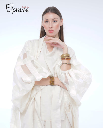 striped organza kimono set