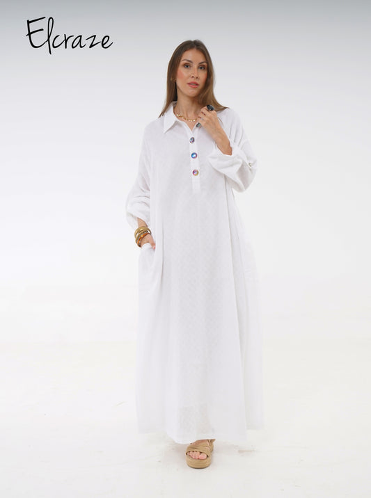 long sleeve  cotton dress white