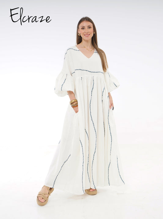 dotted pure cotton white dress