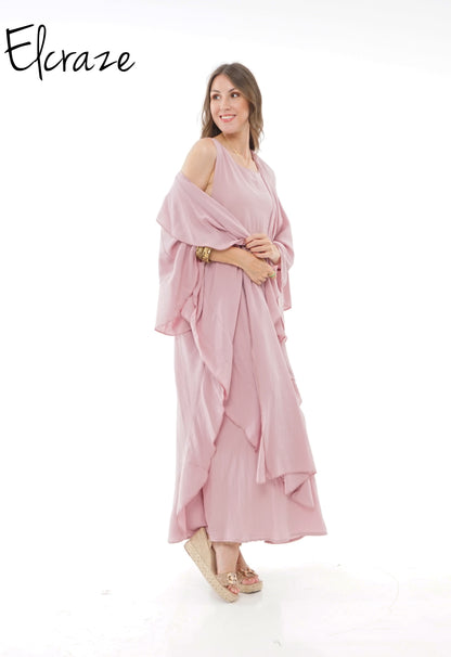 soft cotton flowy cardigan set